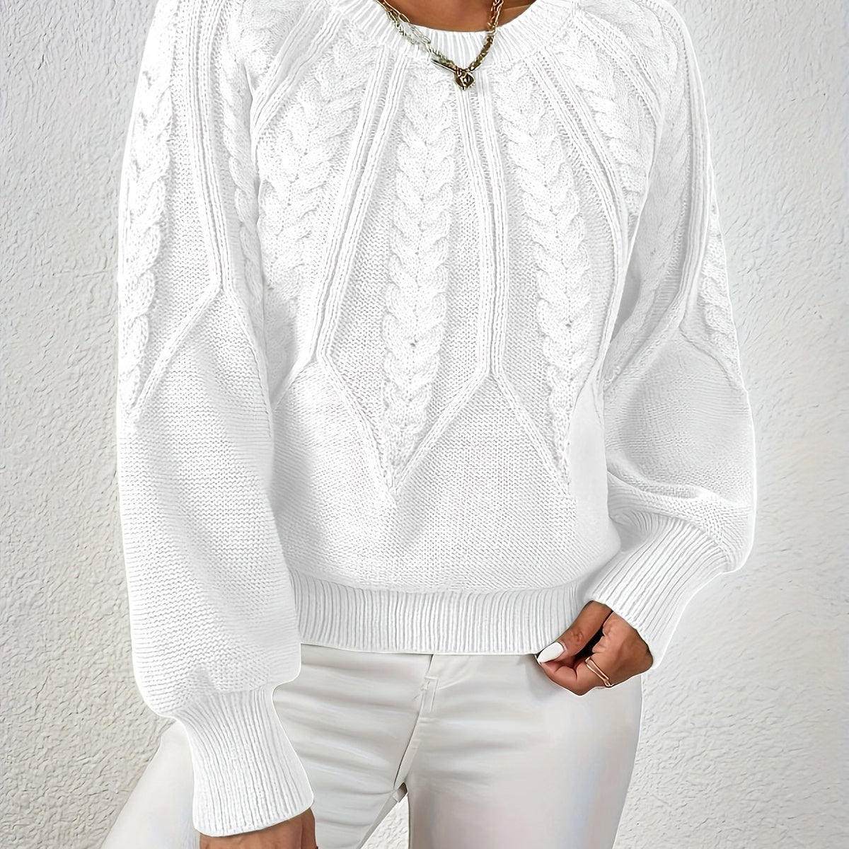 Cropped Cable Knit Sweater for Women