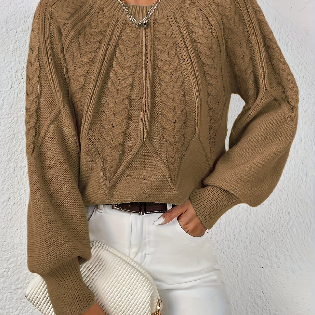 Cropped Cable Knit Sweater for Women