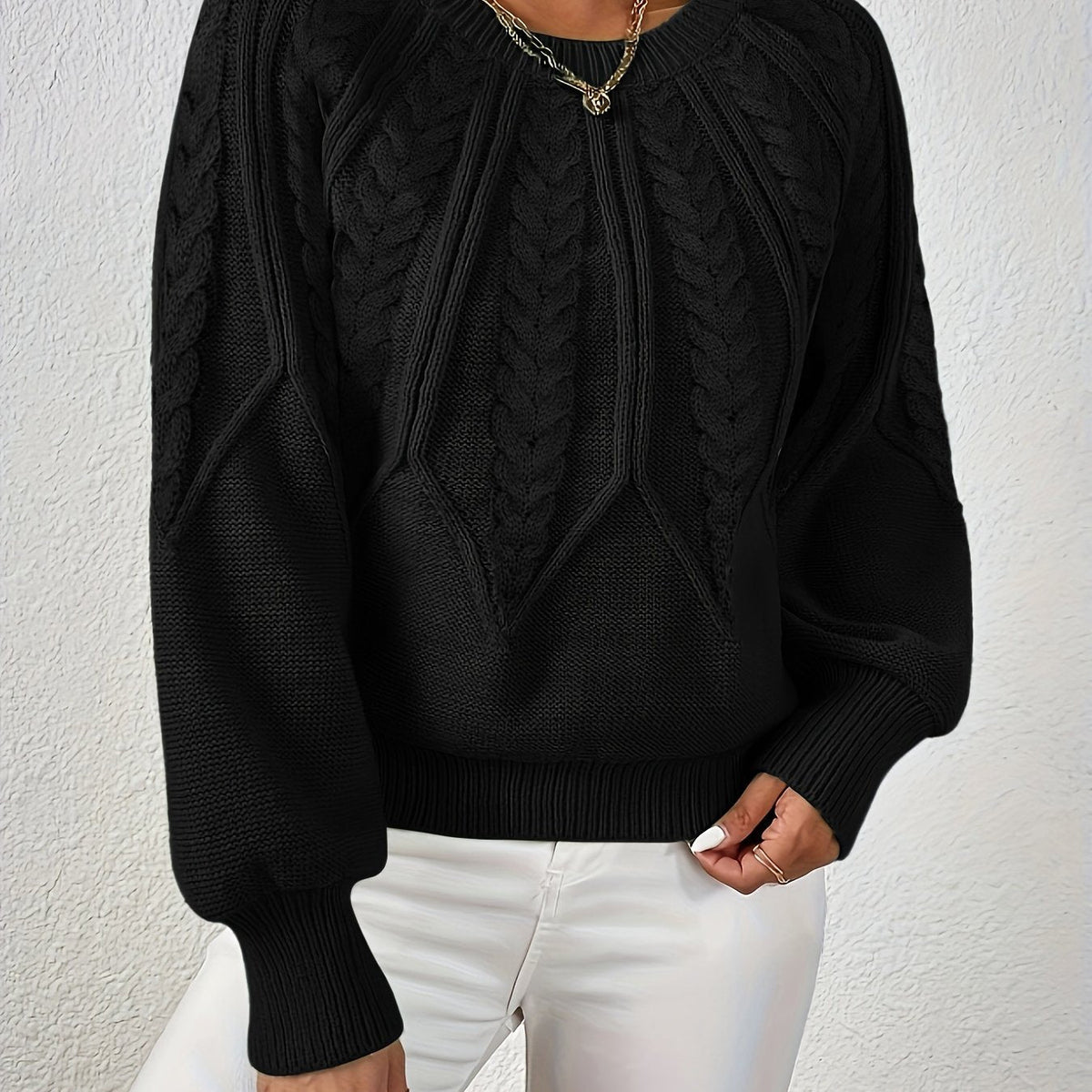Cropped Cable Knit Sweater for Women