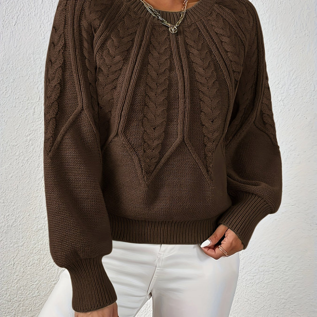 Cropped Cable Knit Sweater for Women