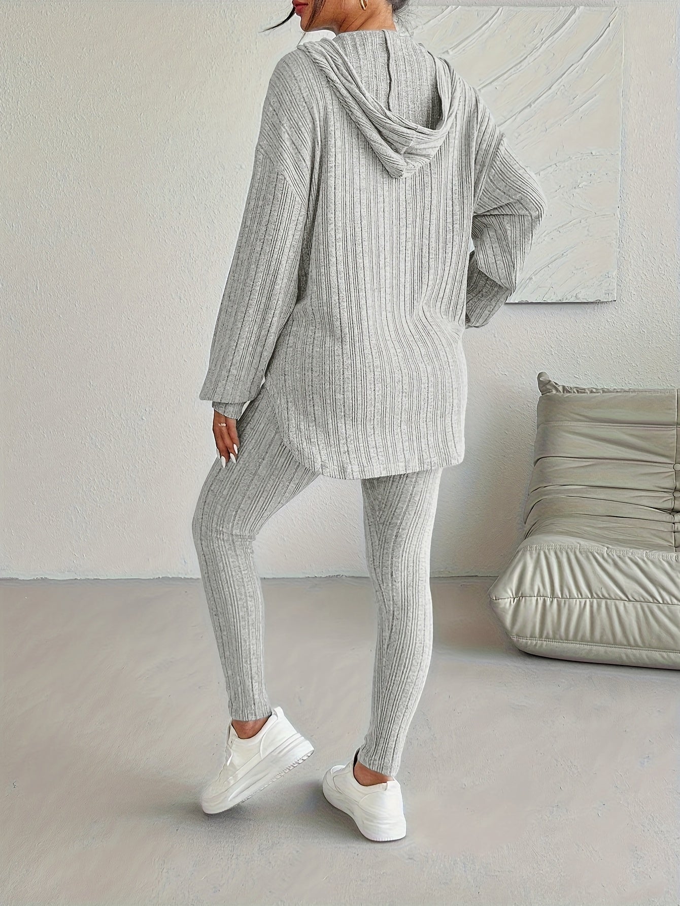 Conjunto de Lounge de Punto Acanalado para Mujer
