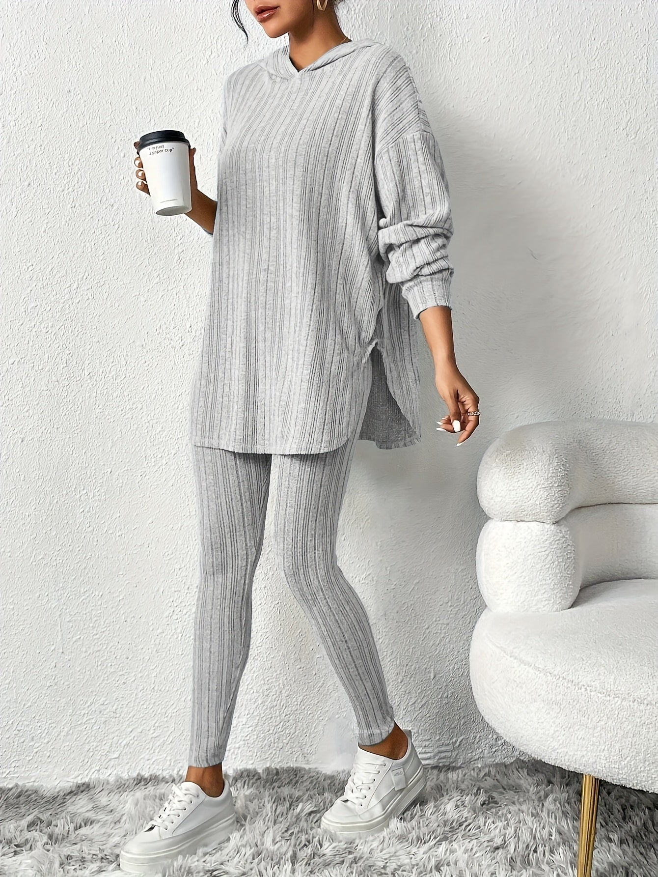 Conjunto de Lounge de Punto Acanalado para Mujer