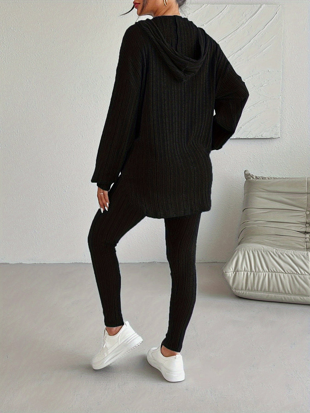 Conjunto de Lounge de Punto Acanalado para Mujer