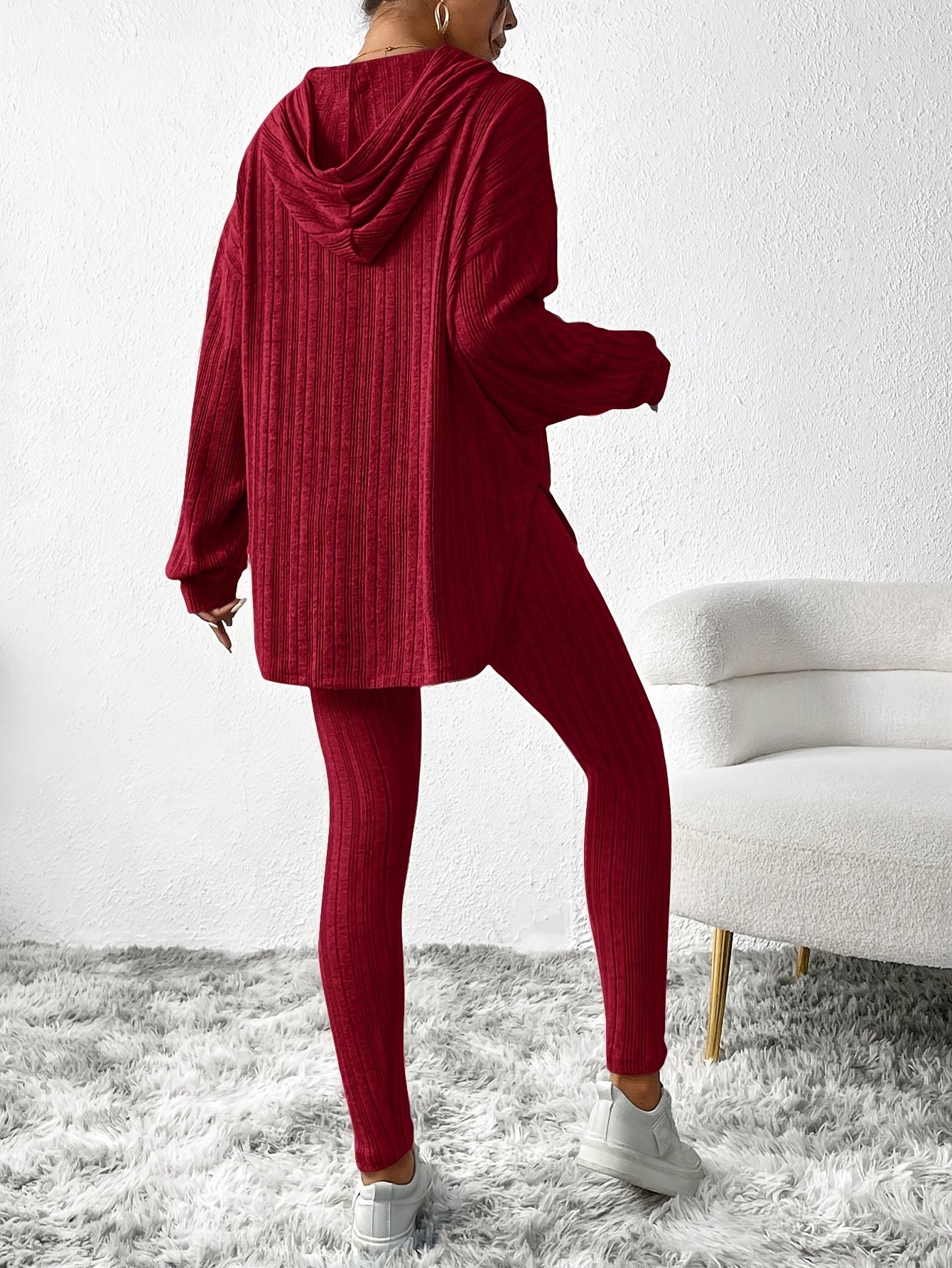 Conjunto de Lounge de Punto Acanalado para Mujer