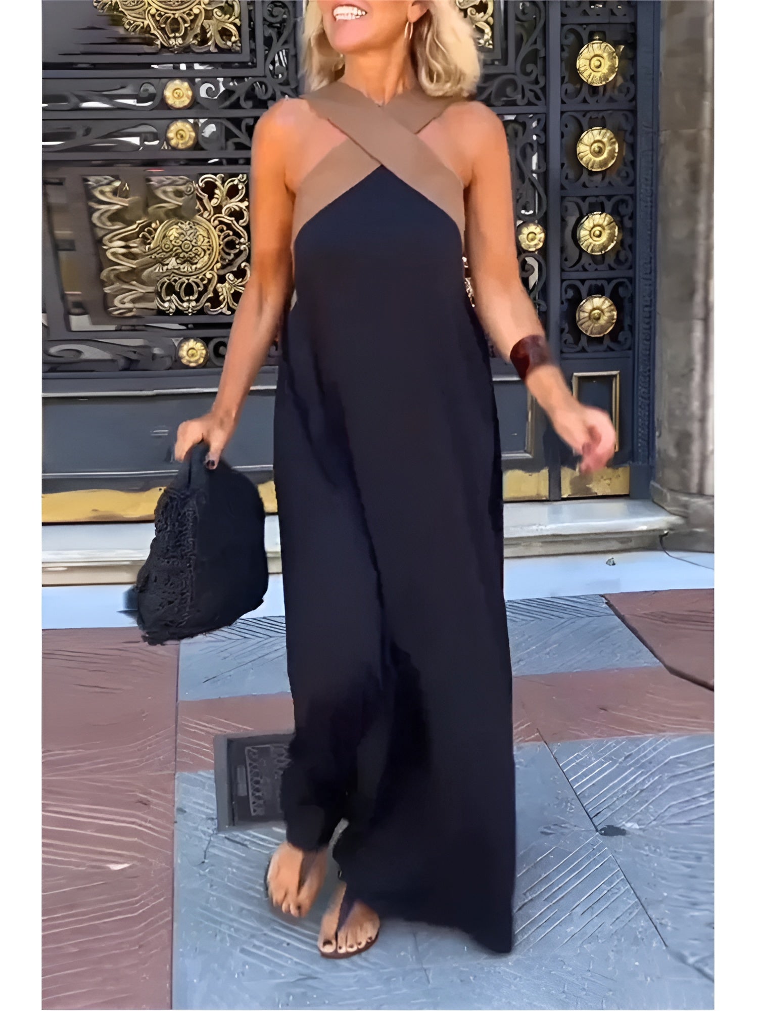 Vestido Largo sin Mangas con Tirantes Cruzados para Mujer
