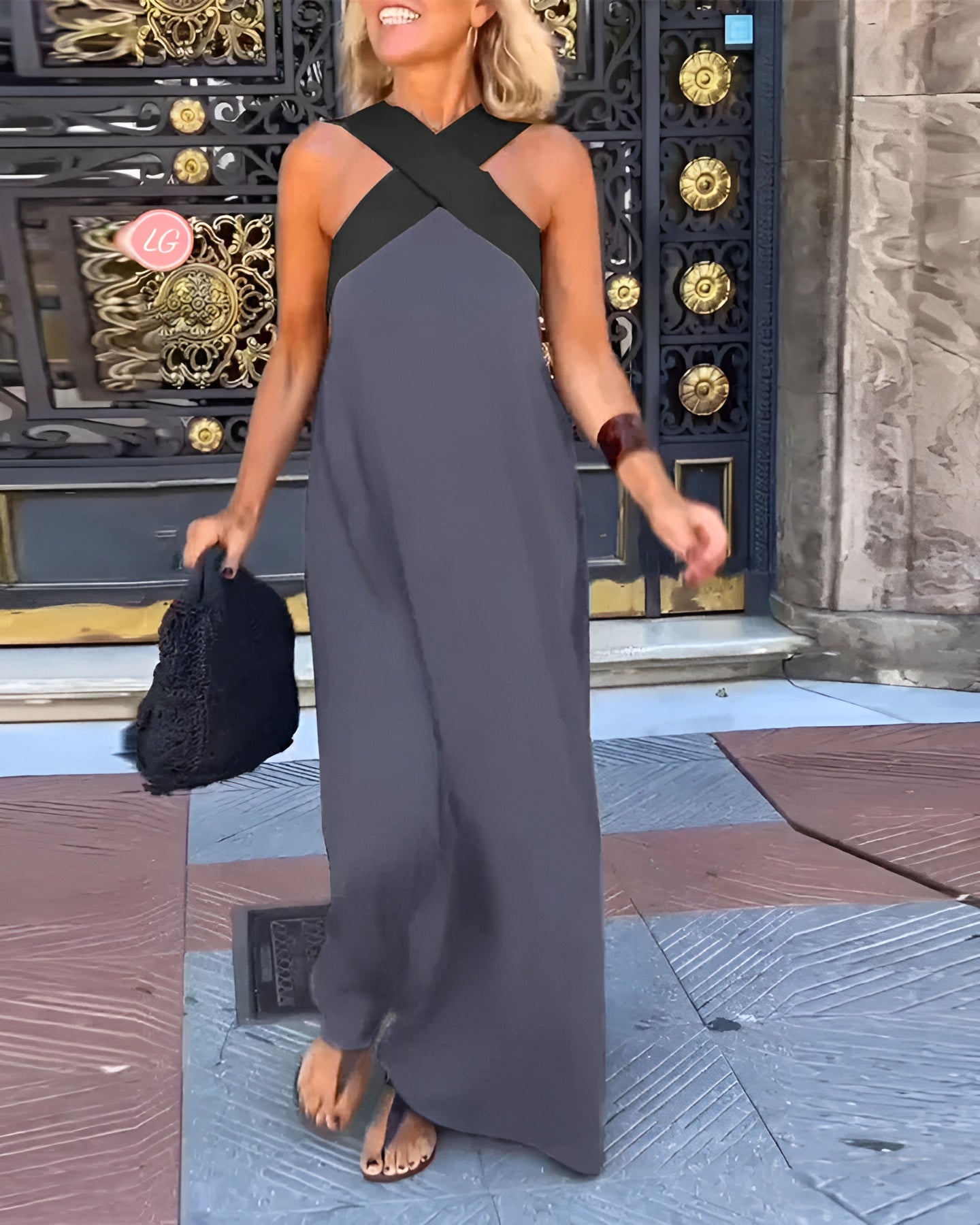 Vestido Largo sin Mangas con Tirantes Cruzados para Mujer