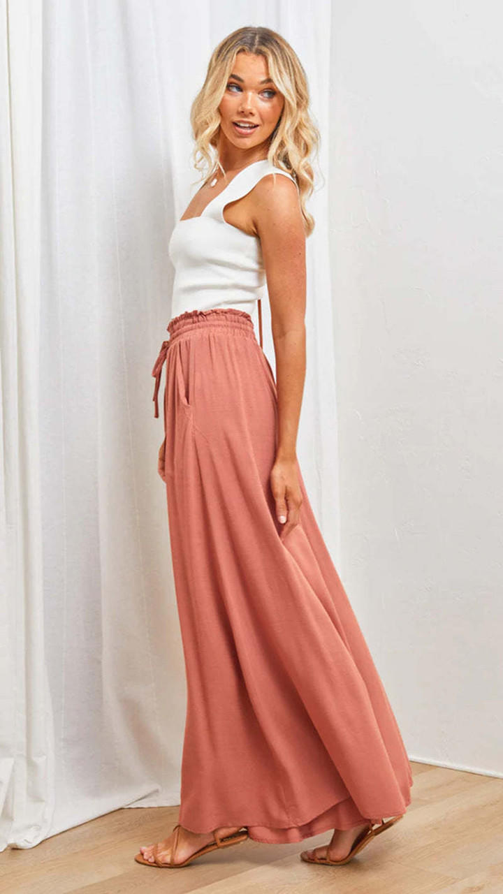 Pantalón Ancho Tiro Alto para Mujer