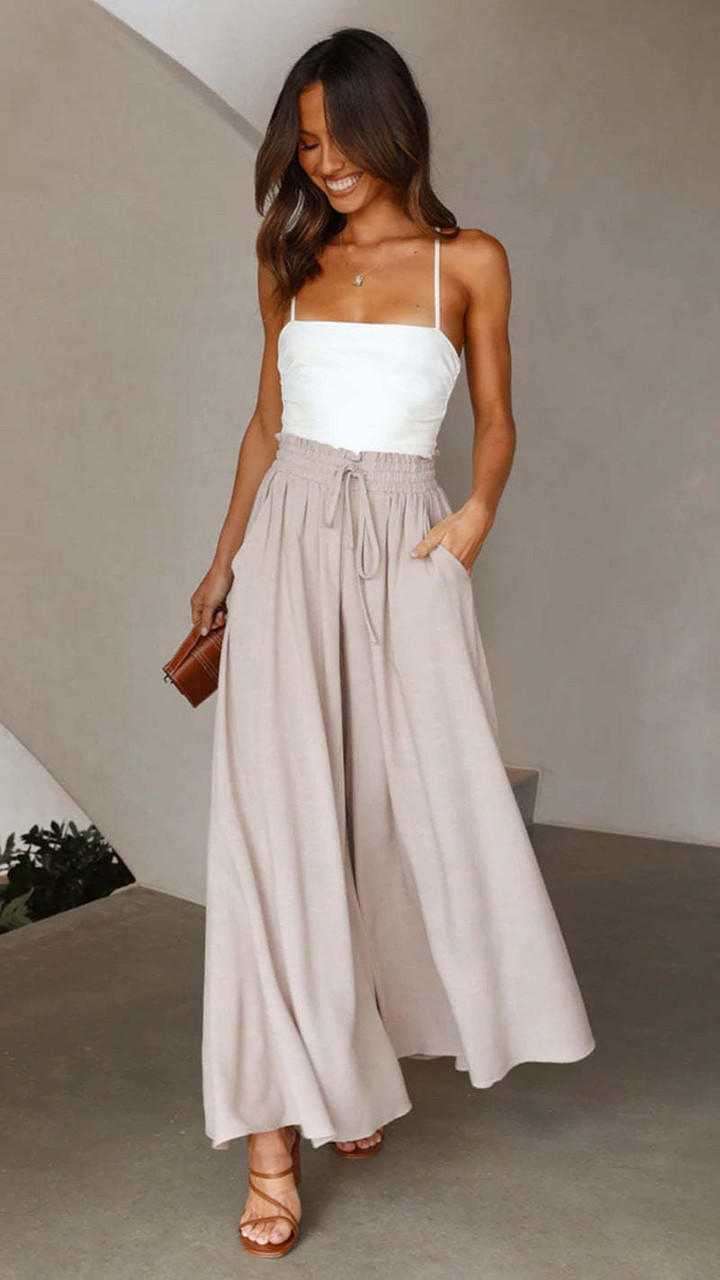Pantalón Ancho Tiro Alto para Mujer