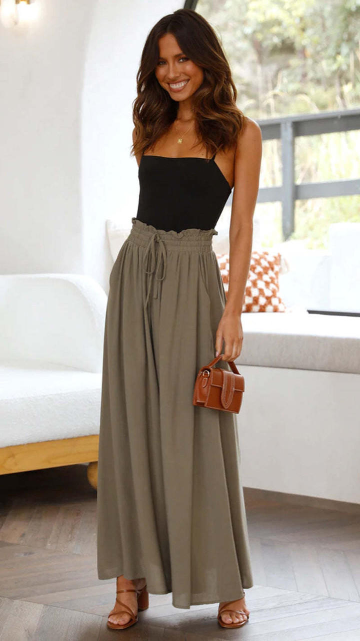 Pantalón Ancho Tiro Alto para Mujer