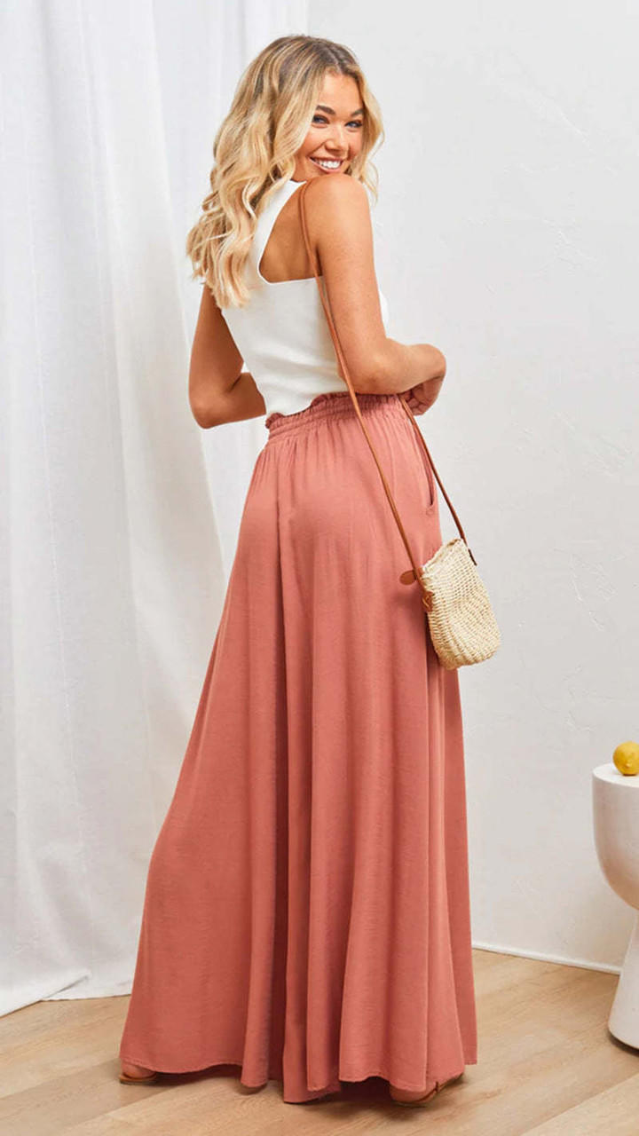 Pantalón Ancho Tiro Alto para Mujer