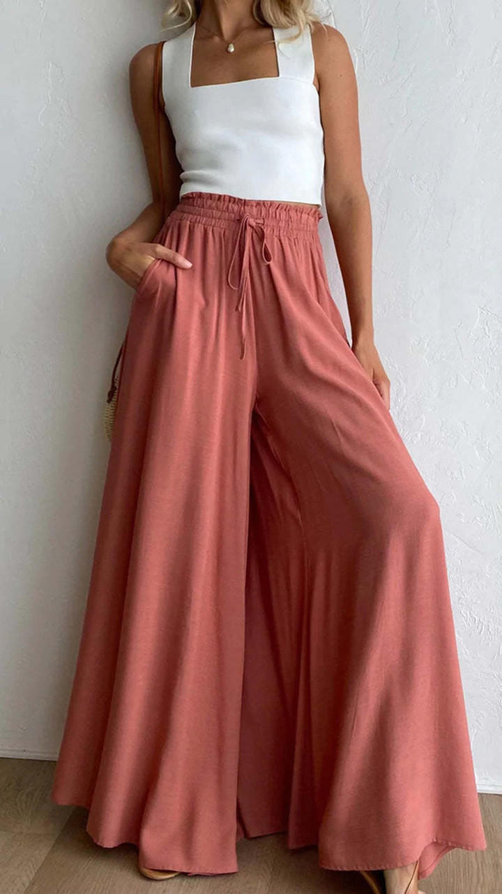Pantalón Ancho Tiro Alto para Mujer