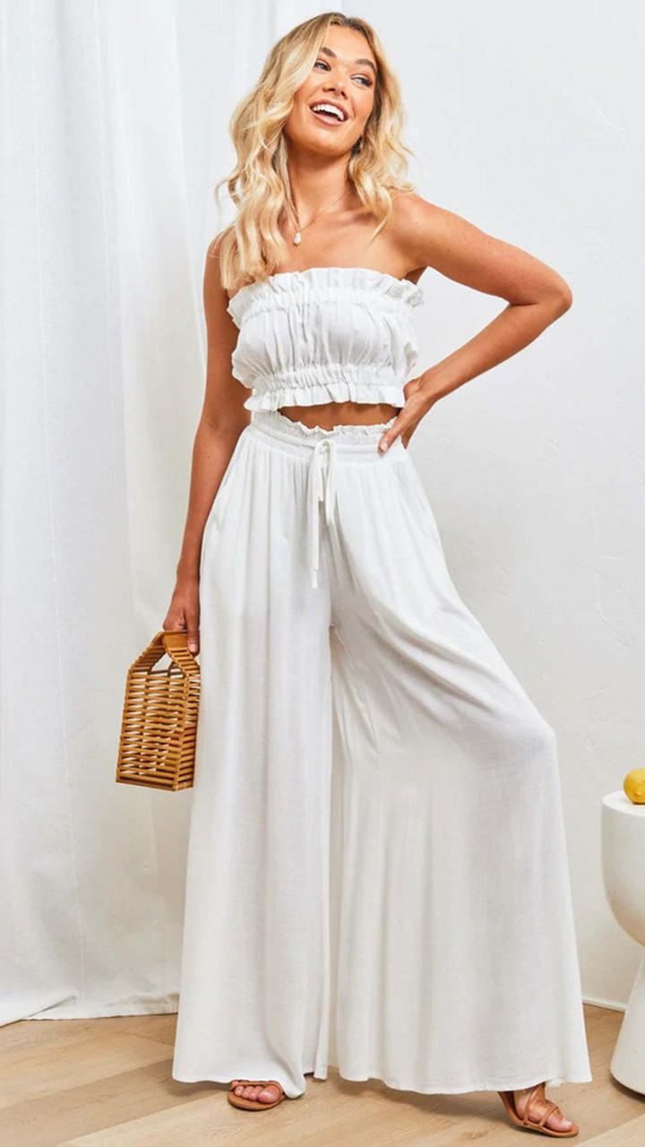 Pantalón Ancho Tiro Alto para Mujer