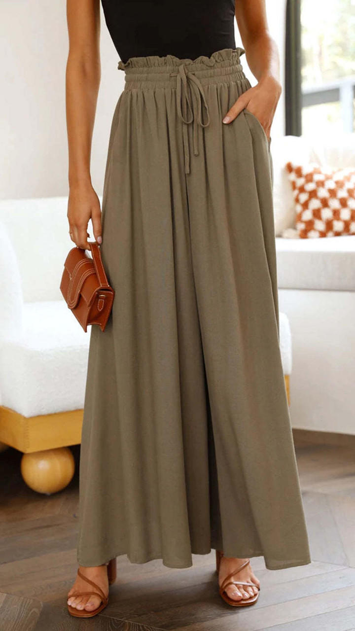 Pantalón Ancho Tiro Alto para Mujer