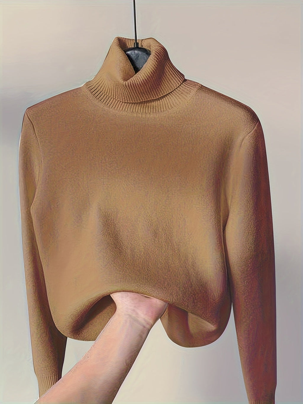 Suéter de Cuello Alto Forrado en Polar para Mujer