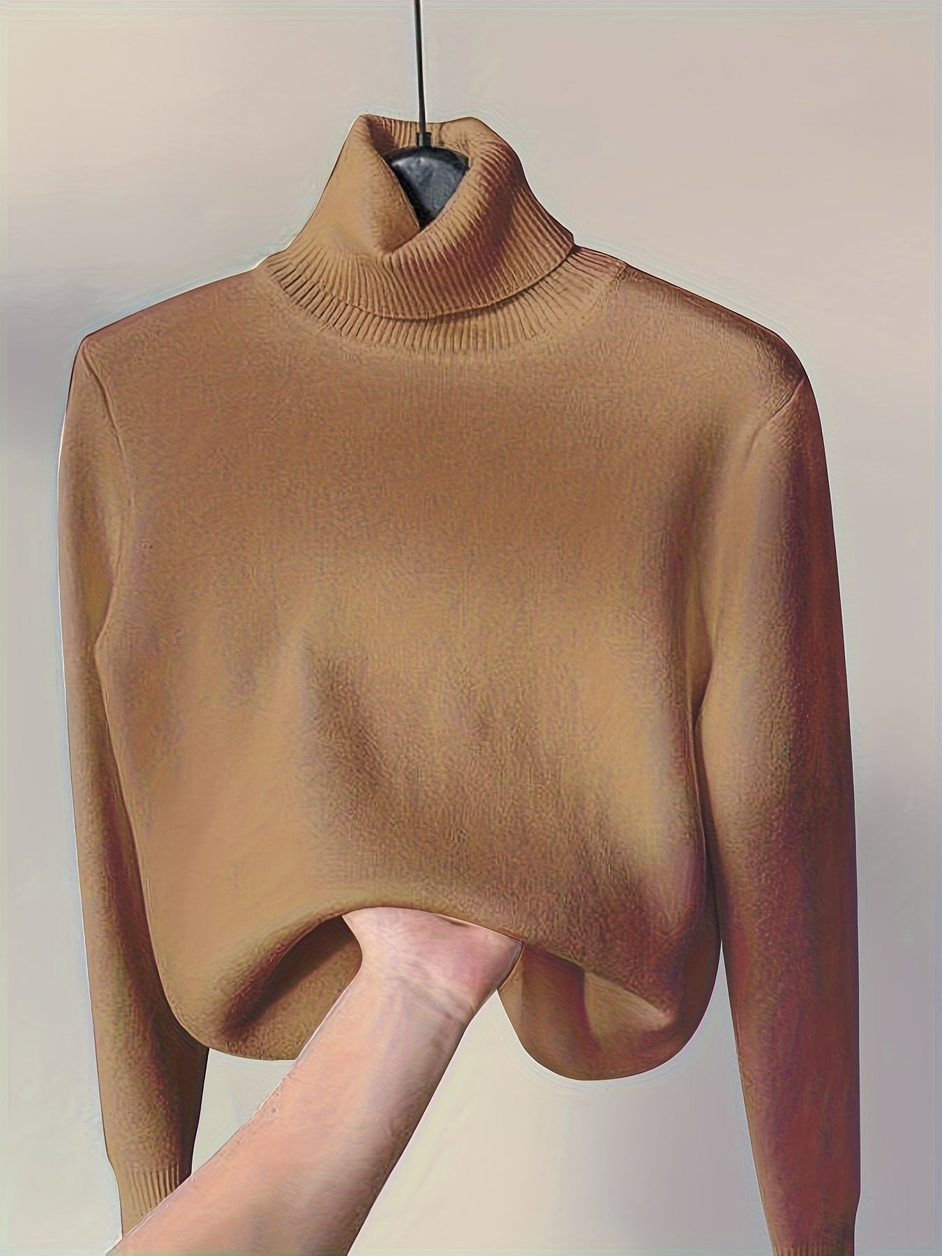 Suéter de Cuello Alto Forrado en Polar para Mujer