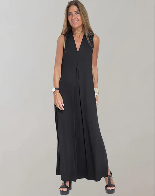 Vestido Largo con Cuello en V para Mujeres