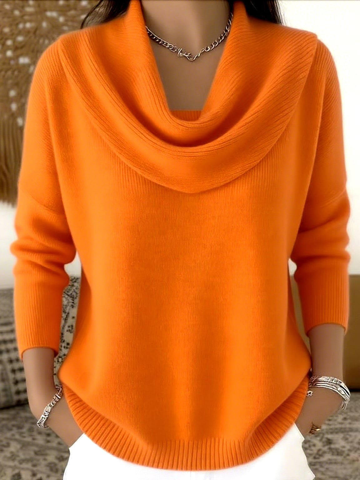 Oversized Cowl Neck Sweater for Women