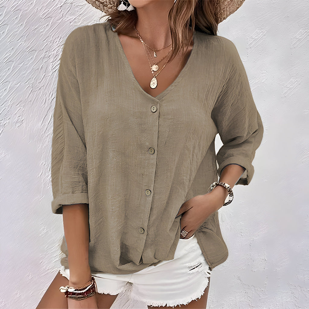 Blusa holgada con botonadura para Mujeres