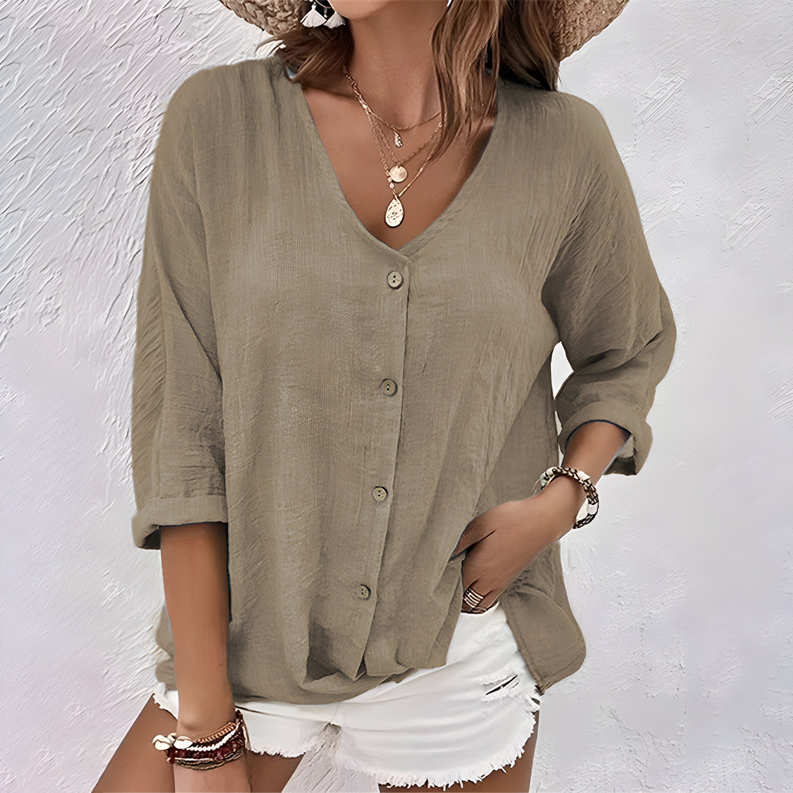 Blusa holgada con botonadura para Mujeres