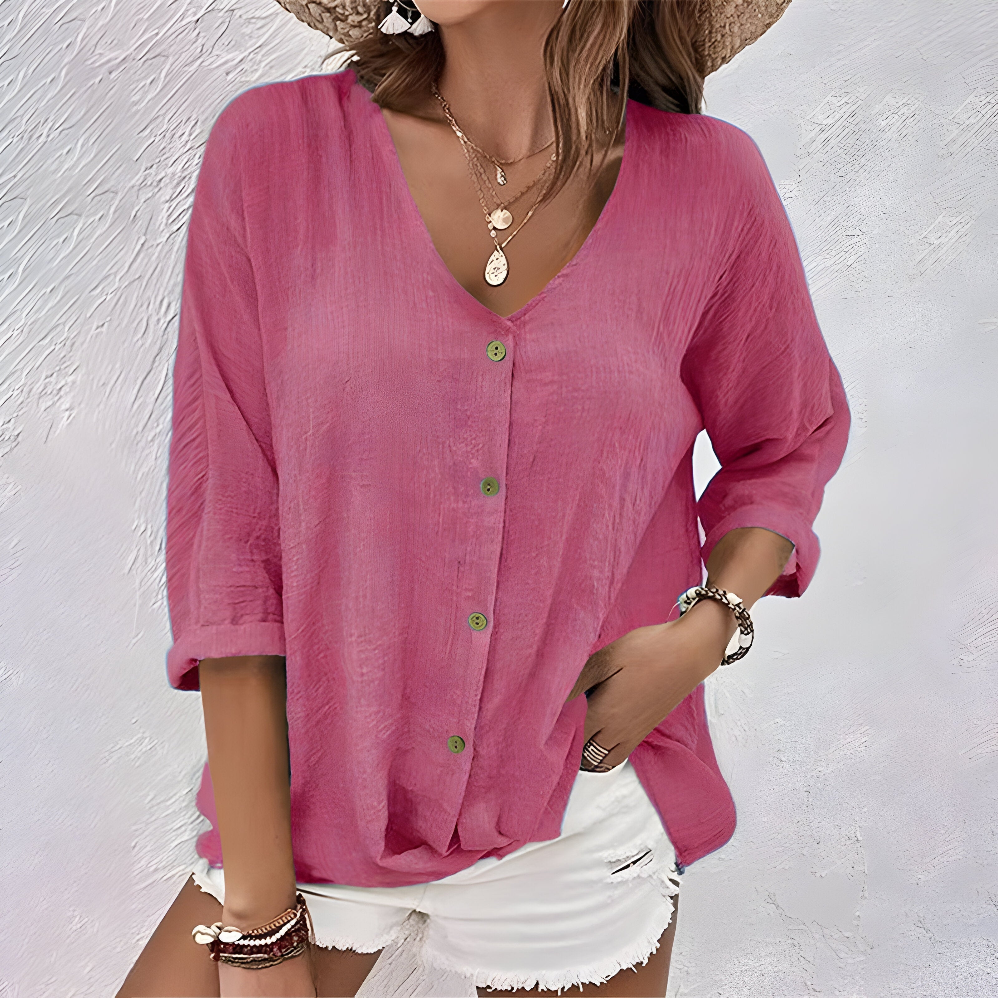 Blusa holgada con botonadura para Mujeres