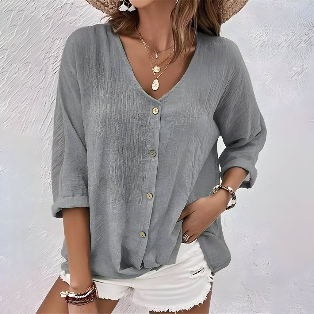 Blusa holgada con botonadura para Mujeres