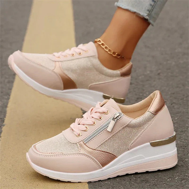 Lace-Up Sneakers with Side Zipper for Women | Perfect for Everyday Wear