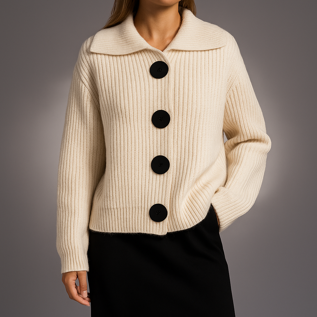 Chunky Knit Oversized Cardigan Sweater with Button Front for Women