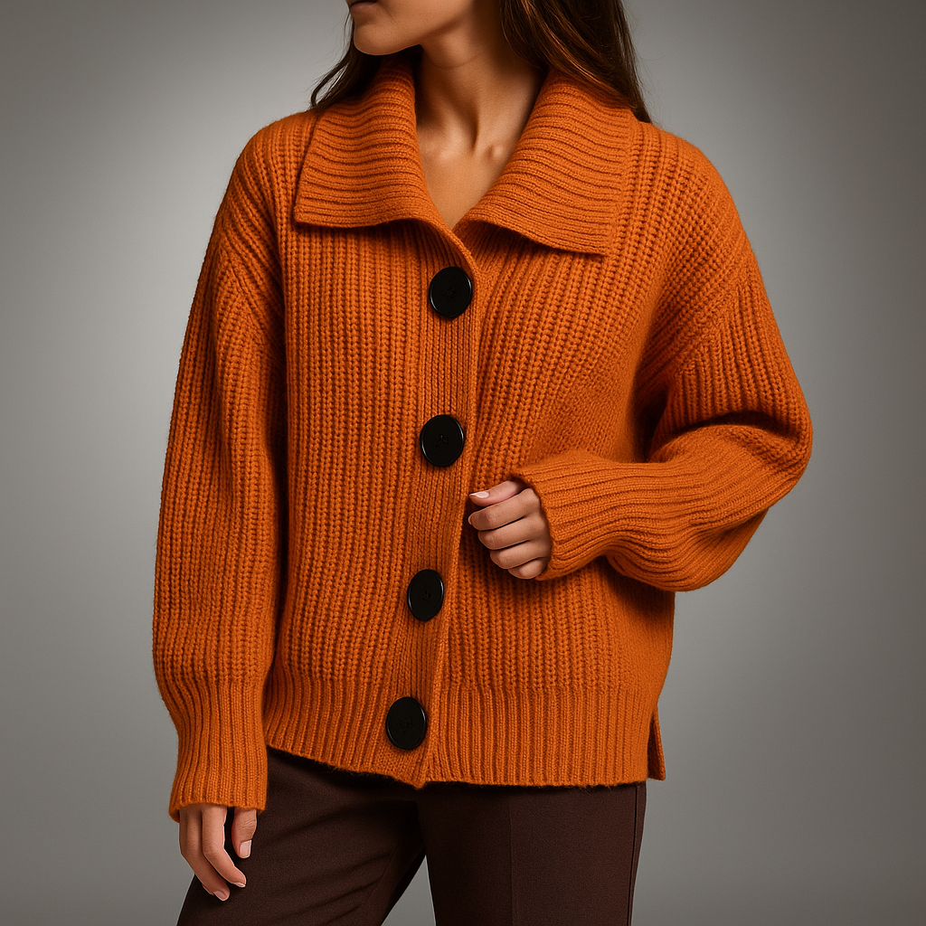 Chunky Knit Oversized Cardigan Sweater with Button Front for Women