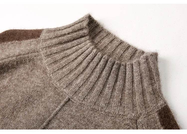 Vestido Suéter Mini de Cuello Mock Oversized de Manga Larga para Mujer
